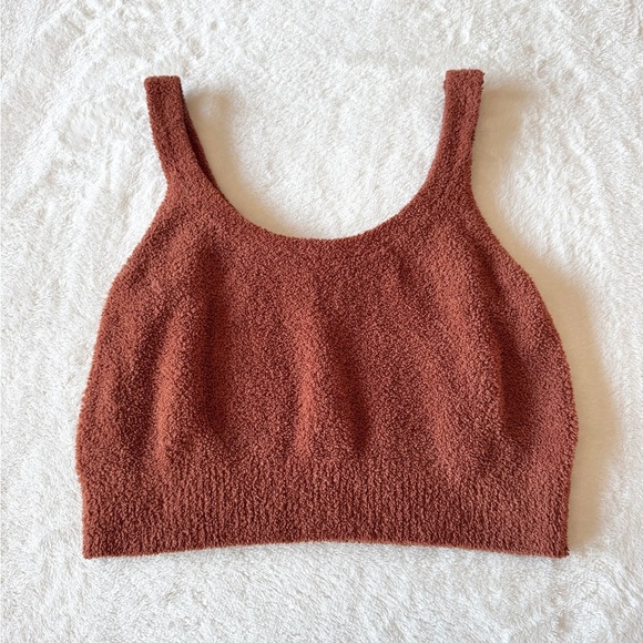 Stars Above Brown Sherpa Cropped Tank Top - Size Medium - Picture 1 of 5